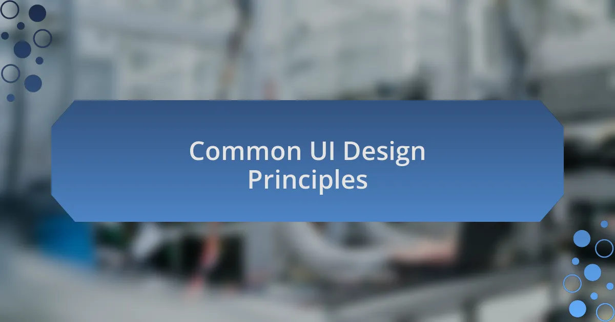 Common UI Design Principles