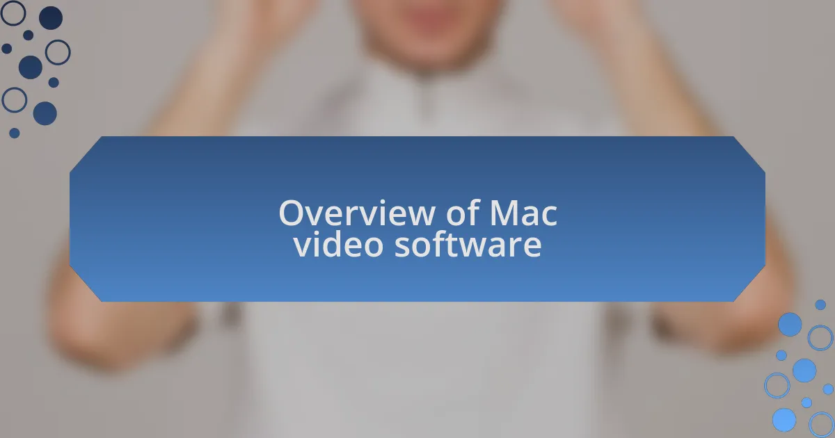 Overview of Mac video software