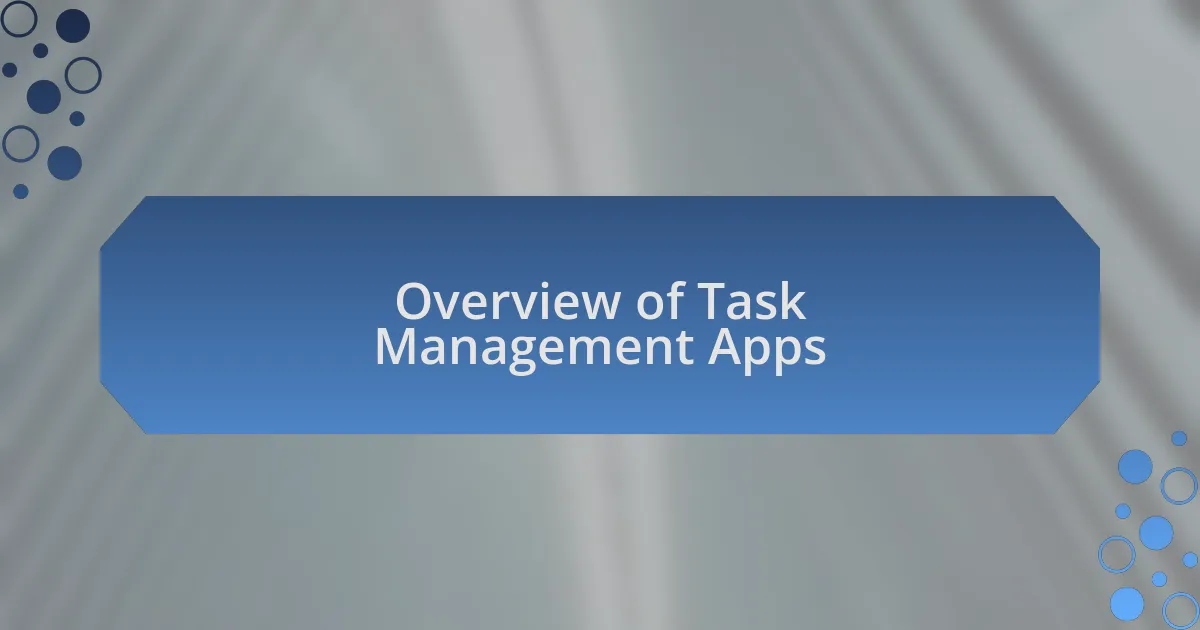 Overview of Task Management Apps