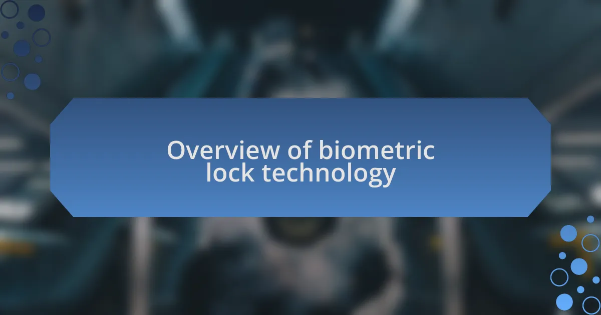 Overview of biometric lock technology
