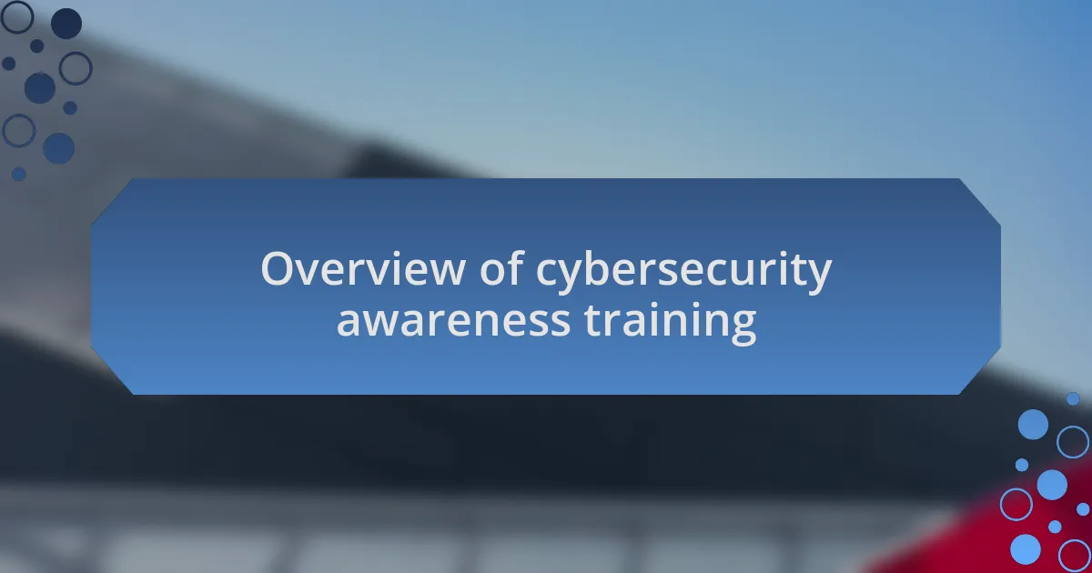 Overview of cybersecurity awareness training