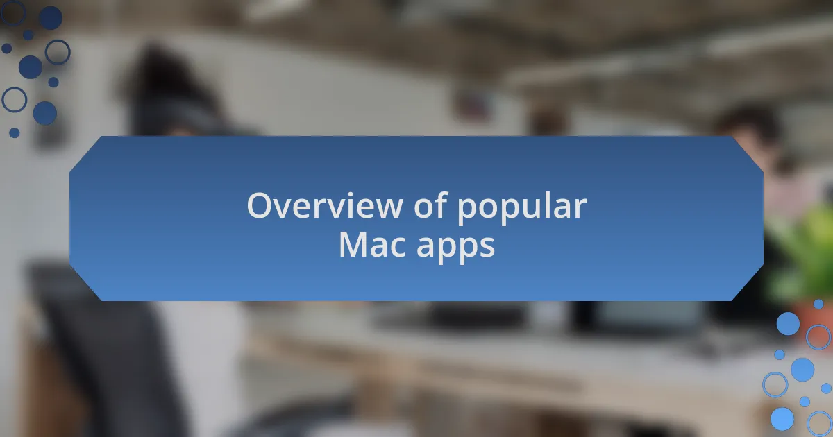 Overview of popular Mac apps